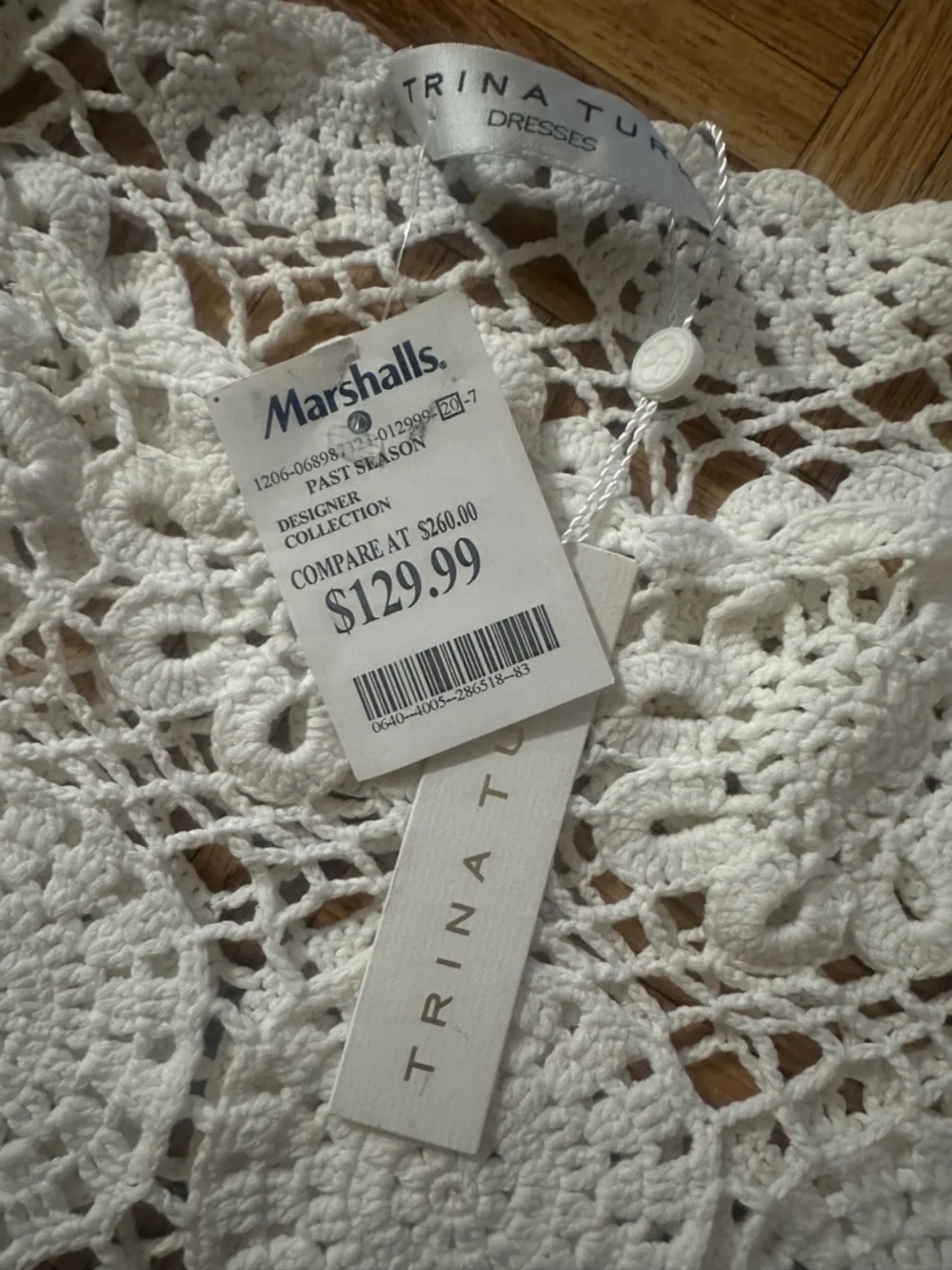 Trina Turk White Crochet Mini Dress with Scalloped Hem - Picture 2 of 4